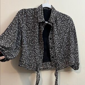 Black and White Floral Blouse